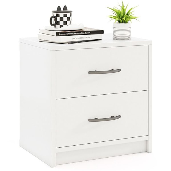 COSTWAY sengebord med 2 skuffer, moderne natbord, til stue, kontor, soveværelse, 38,5 x 28 x 39 cm, hvid