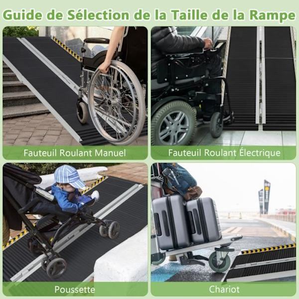COSTWAY Kørestolsrampe - Aluminium læsserampe med overgangsplade - 272 kg - 152,5 x 74 x 8 cm