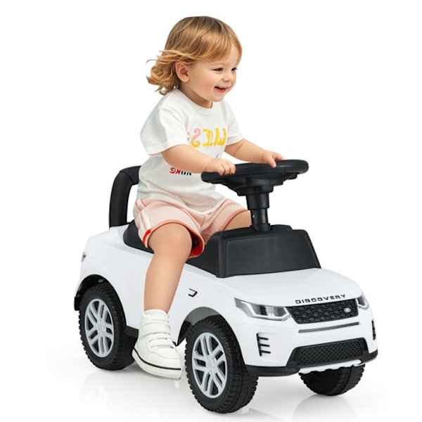 COSTWAY Land Rover Biler til Børn med Rattet, Horn, Motorknurr, Opbevaring under Sædet, til 12 til 36 Måneder, 25 kg, Hvid