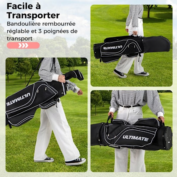 COSTWAY Golf Tas Stativ til Kvinder, 9-delt Golfklubsæt med Bærbar Caddy-taske, 3 Sorte Covers