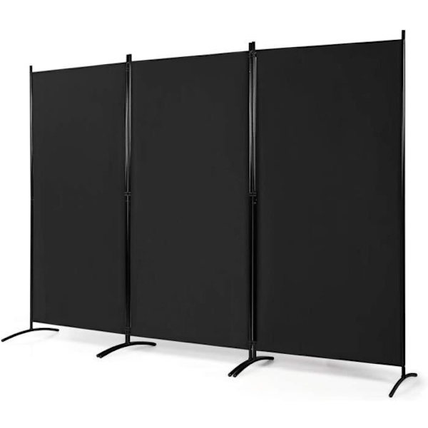 COSTWAY Fritstående Skærm 3 Paneler Sammenfoldelig, Rumskillevæg Protect Private, 260 x 183 CM Sort
