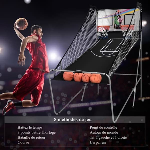 Basketspel - Nytt - Double Shootout - Vikbar - Elektronisk disk - 4 bollar