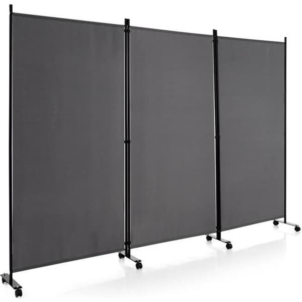 Caster Screen - COSTWAY - 3 hopfällbara paneler - 262 x 180 CM - Grå Grå