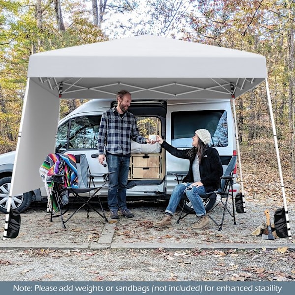 COSTWAY Pop-Up Foldbar Telt 3 x 3 M med 1 Sidevæg - Solbeskyttelse UPF50+ - Bærbar Rygsæk til Camping, Hvid