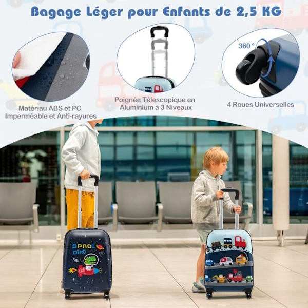 COSTWAY 5 PCS Lasten Matkustustarvikkeet 16’’ + 12’’ Reppu, Niska-Pehmuste, Lappu, Lounassäkki, Lentomatkalle, Autolla