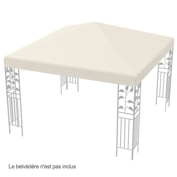 COSTWAY Ersättningspaviljongduk 3m x 3m Vattentät polyester med dräneringshål Krok- och öglefästen Beige