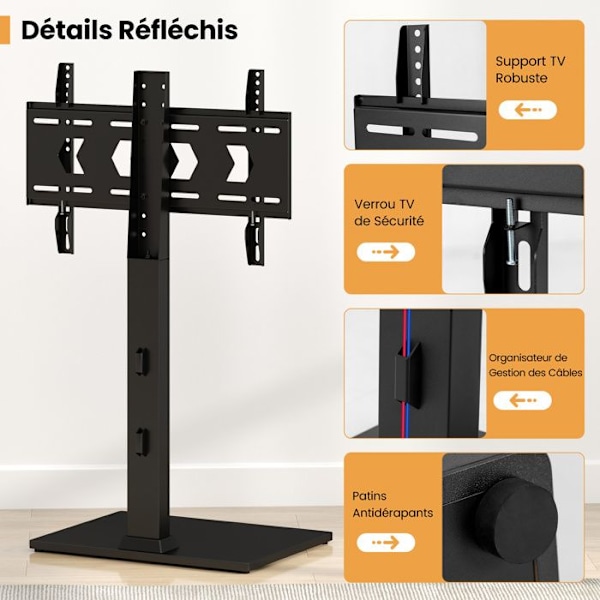COSTWAY Mobil TV-stativ til TV'er 32" til 70", Justerbart TV-stativ med ekstra bred base, 600 x 400 mm