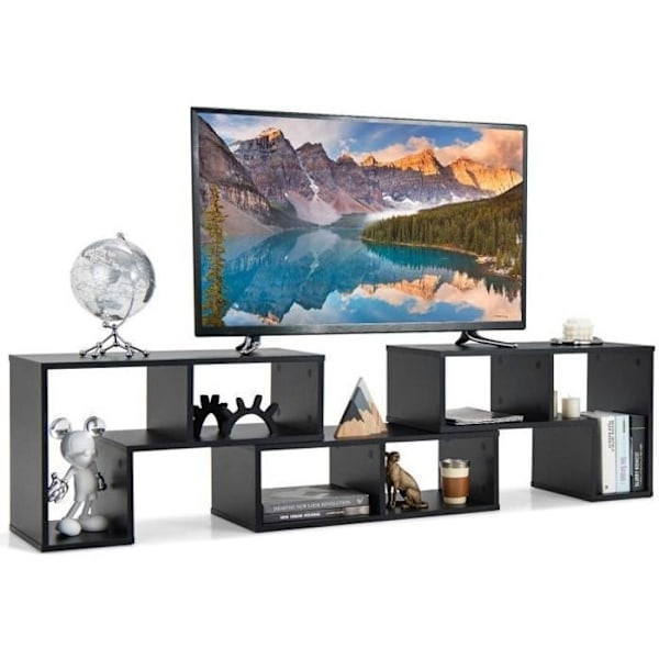COSTWAY 65" TV-møbel i 3 dele, modulær bogreol til stue, soveværelse, TV-møbel i træ, 135x30x43cm, sort