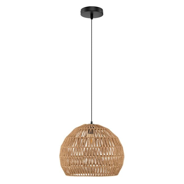 COSTWAY Hængende lampe til stuen, Flettet papir, Boheme lampe med justerbar højde til køkken og værelse, Brun kastanj