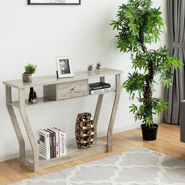 COSTWAY-konsolipöytä - 120x30x81cm - 1 laatikko ja 2 säilytyslokeroa, maalaistyylinen, luonnolliset sisäänkäynnin huonekalut Svart