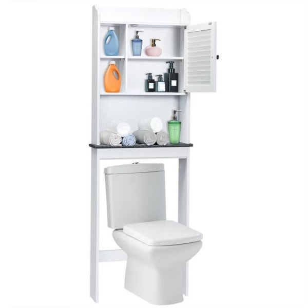 COSTWAY Toalettenhet över toaletten, 4 nivåer, ställbar hylla, platsbesparande, för badrum, 59 x 19 x 174 cm, vit