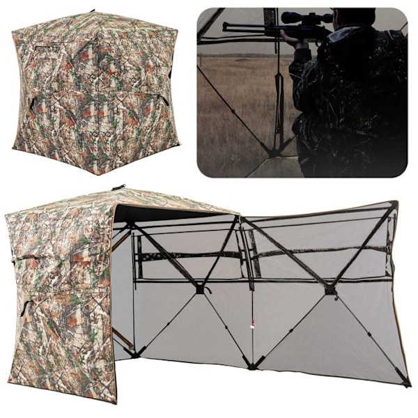 COSTWAY Camouflage 2-3 personers pop-up jagttelt-4 klare envejspaneler-3 vinduer,gardinkroge-taske Kamouflage