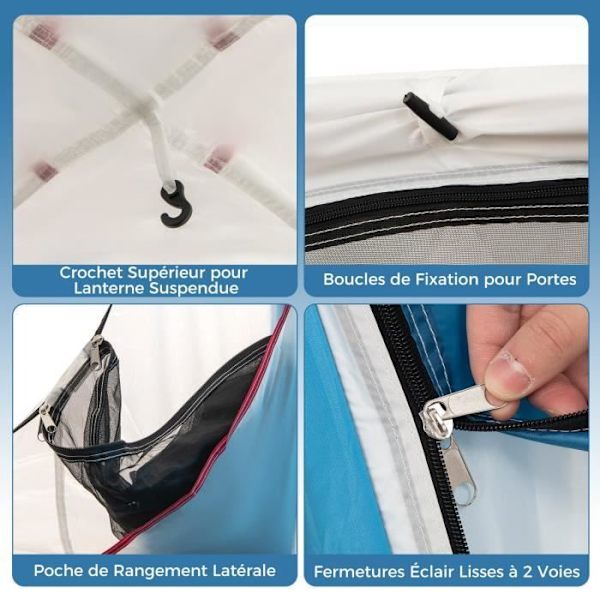 COSTWAY Portable Camping Telt til 5 Personer 248 x 248 x 230 cm - Vandtæt Polyester - 2 Døre, 3 Vinduer - Glasfiberstænger