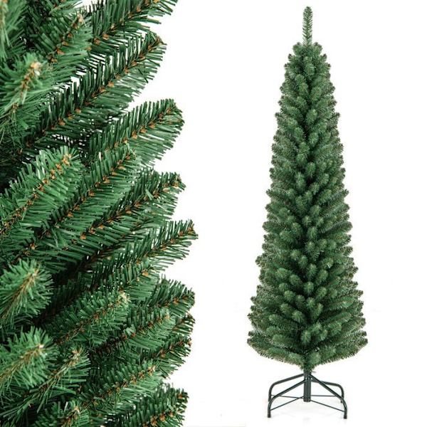 COSTWAY konstgjord julgran 150 cm, 295 PVC-grenar, metallställ, juldekoration för hem, butik, kontor