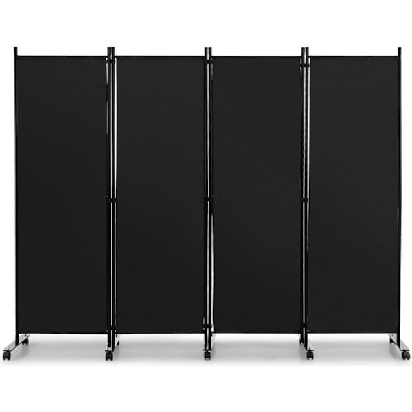 Foldbar 4 Panel rulleskærm - COSTWAY - Sort - Kontor - Udendørs - Metal Svart