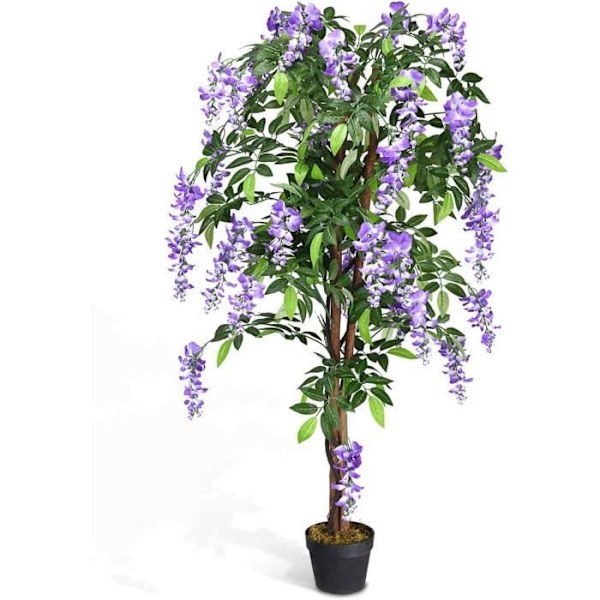 COSTWAY keinotekoinen Wisteria-kasvi ruukulla purppuraisin kukin koristeluun sisä- tai ulkokäyttöön H-150cm