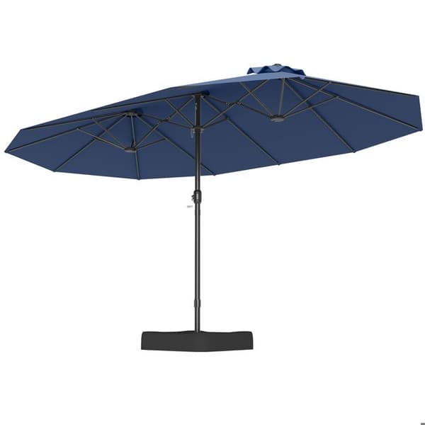 Parasol Double til Have 470x285cm Rektangulær - COSTWAY - Base og 2 Sandposer inkluderet - 12 Robuste Spidser - Terrasse - Blå