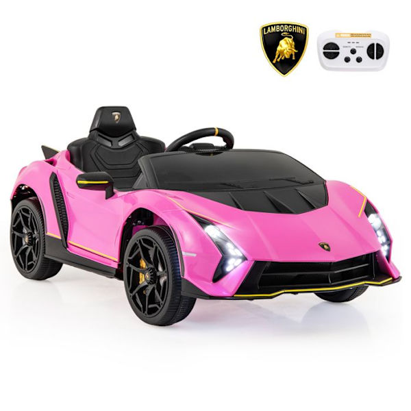 Lamborghini COSTWAY -lisensoitu lastenauto, 4-veto, kaukosäädin ja valot, 3 vaihdetta 114,5 x 64 x 45,5 CM vaaleanpunainen