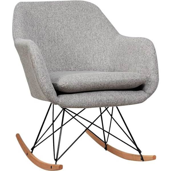COSTWAY Ergonomic Relax gyngestol polstret med blød epony, metalstel til stue, balkon, soveværelse, grå Grå