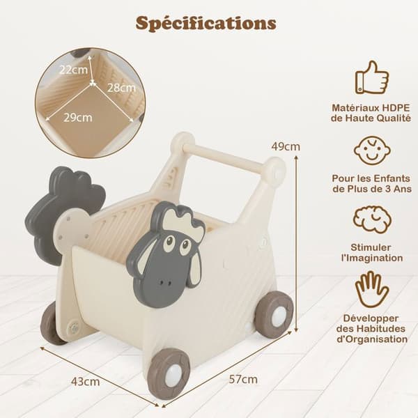 COSTWAY Barnvagn för spädbarn, Barnvagn för barn 1-3 år, Beige Beige + Grå