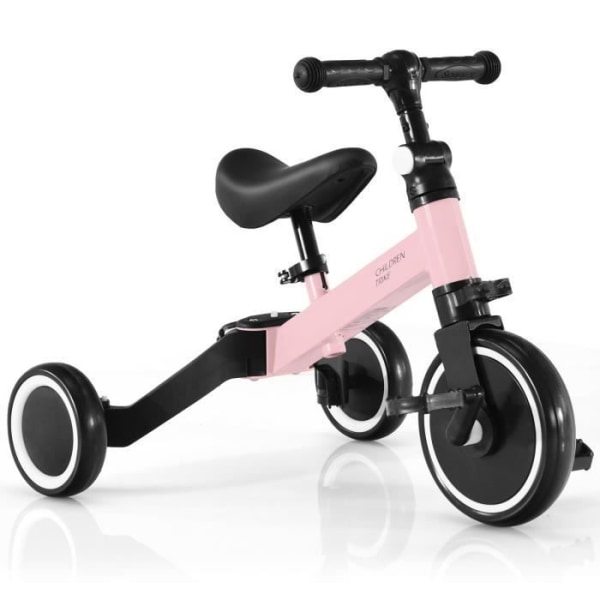 COSTWAY 3 i 1 Cabriolet och växande balanscykel, sadel och justerbart styre First Bike för Baby Girls Pojkar 1-4 år Rosa