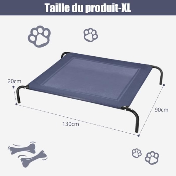 Säng på fötter för hundar och katter - COSTWAY - Storlek XL - Kapacitet 70 kg - Textilentyg Blå