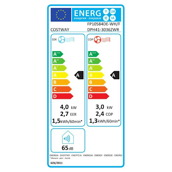 COSTWAY Mobil Klimaanlæg 14000BTU 4kW R290-6 i 1 Varme, Affugter, Wifi-Standby, APP-Forsinket Start-Programmeret Stop Vit