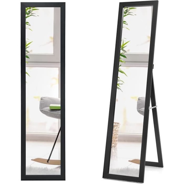 COSTWAY stående spejl, Psyche rektangulært fritstående spejl 155 x 37 cm, moderne skandinavisk stil sort