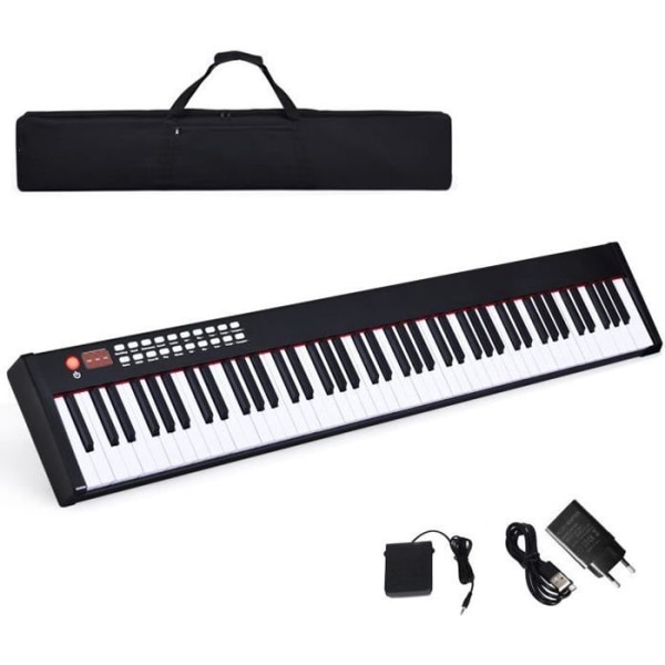COSTWAY 88-Keys Digital Synthesizer för barn Piano med MIDI och Bluetooth-funktion, dynamisk stämning, Sustain Pedal