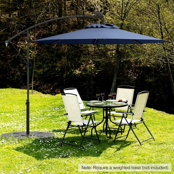 Parasol Déporté φ300 x 245cm - COSTWAY - med 32 LED - Krydsbase - Vinkeljustering - Knage - 360° Rotation - Marine