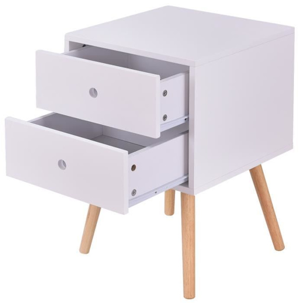 COSTWAY Skandinavisk hvidt sengebord med 2 skuffer Lavet af MDF natbord til soveværelse, hall, stue40 x 40 x 56 CM Vit