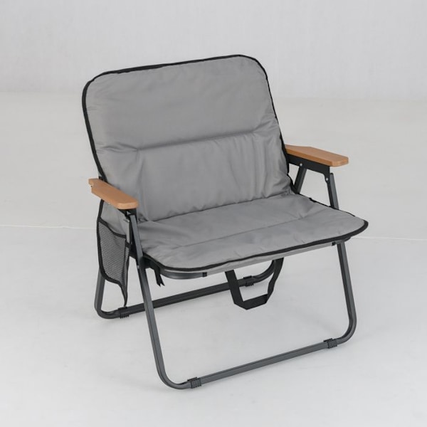 COSTWAY Sæt med 2 Foldbare Havewinkler, Aftageligt Hyndebetræk, Lomme på Siden, Armlæn, Kapacitet 150 KG, til Terrasse Strand, Grå grå