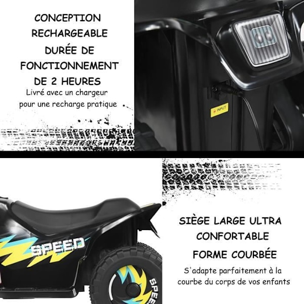 COSTWAY Electric Quad lapsille 6 V 4,5 Km/H max. Auto lapsille 3 vuotta + musta Svart