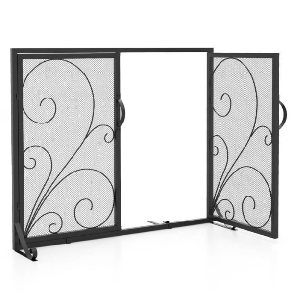 COSTWAY Takkaseinä - 2 ovea kahvalla - Magneettiset paneelit - Tukeva tuki - Metallirunko - Kukkakuvio - 96 x 35 x 78 cm