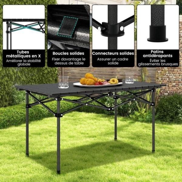 COSTWAY Fällbart picknickcampingbord i aluminium, 95x55x50 CM, 4-6 sits hopfällbart trädgårdsbord med bärväska