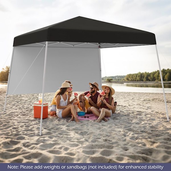 COSTWAY Pop-Up Telt Foldsbar 3 x 3 M med 1 Sidevæg - Solbeskyttelse UPF50+ - Bærbar Rygsæk til Camping, Sort
