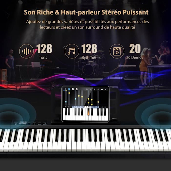 COSTWAY kannettava digitaalinen piano 88 näppäintä säädettävä dynaaminen nopeus, kaksois Bluetooth ja näppäimistö 128 rytmiä, 2 kaiutinta