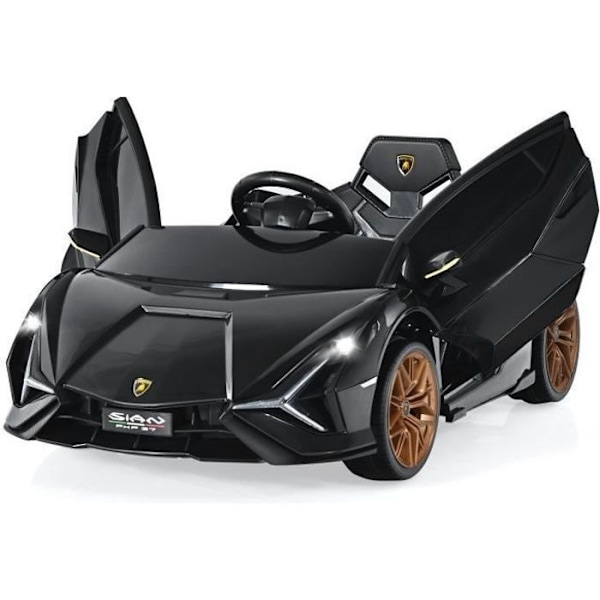 Lamborghini SIAN elbil 12V/4,5 Ah til børn 3-8 år, 2,4G fjernbetjening, 2 motorer, MP3, USB, TF, Radio, Story Black Svart