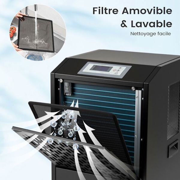 Professionell Avfuktare COSTWAY-118 L-Timer 24 H-Maximal täckning 790 m²-Automatiskt avfrostning-Auto-dränering-Kontrollpanel-Svart