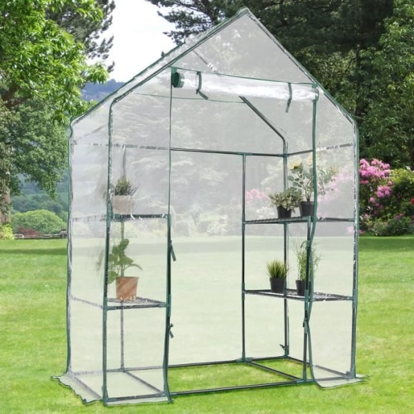 Miniväxthus Trädgård Tomat Växthusväxttält PVC 3-vånings Transparent 143x73x195cm