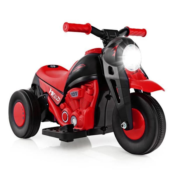 COSTWAY 6V elektrisk motorcykel för barn med bubbelmaskin - 3 hjul, skoter med horn, musik och lampor, 3+, röd röd och svart