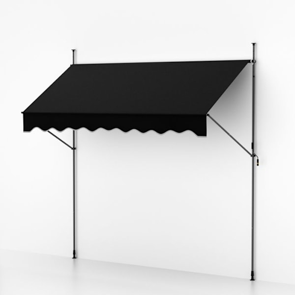 COSTWAY Butik Banner Manuel Retractable 4 x 1,2M - Krumtap Højdejusterbar 210-300CM, Terrasse Markise UV-beskyttende Sort
