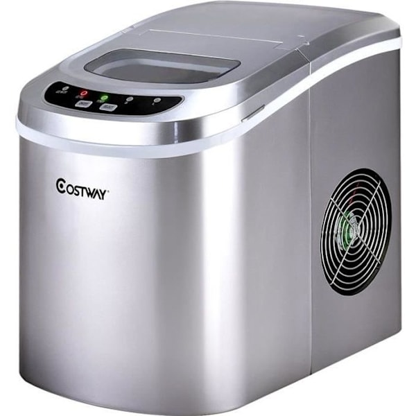 COSTWAY Ice Maker 2,2 L tank med 2 isstørrelser, 9 Gals pr. 6-13 minutter, 24,2 x 35,8 x 32,8 cm til hjemmet, kontoret, caféen