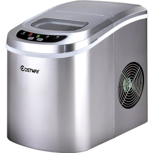 COSTWAY Ice Maker 2,2 litran säiliö, jossa 2 jääkokoa, 9 gals / 6-13 min, 24,2 x 35,8 x 32,8 cm kotiin, toimistoon, kahvilaan