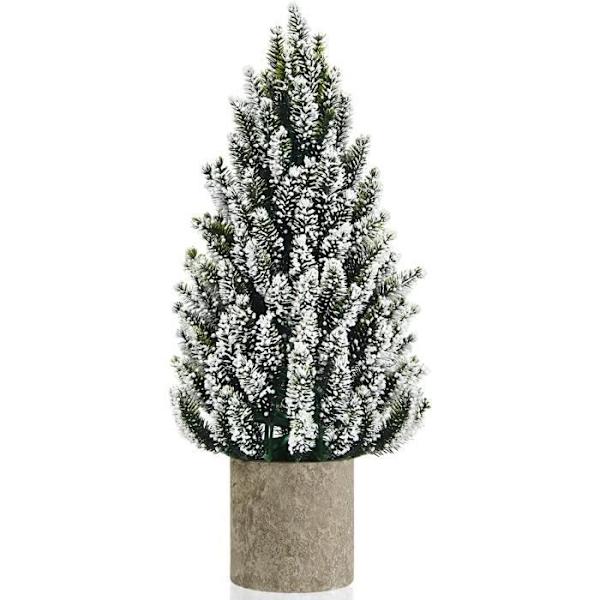 COSTWAY Miniature kunstigt bord Juletræ Snowy Pulver 47 cm 170 Grene PE Papir Pulp Base Julepynt Grönt och vitt