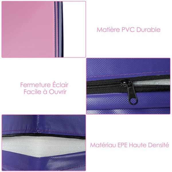 COSTWAY Kallistus Gymnastikmatto - 150 x 75 x 36 cm - 2 in 1 käyttö - PVC-päällyste EPE-vaahdolla - Harjoittelu, Aerobics - Violetti