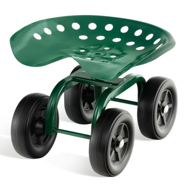 COSTWAY vagn 360° svängbar trädgårdspall med slitstarka hjul, justerbar höjd 28-40,5 CM, last 150 kg