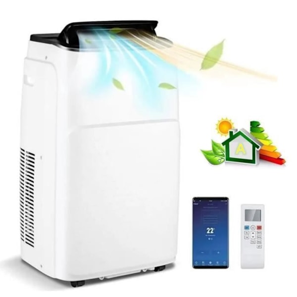 6 i 1 Tyst Mobil Luftkonditionering 14000 BTU R290 COSTWAY - Värme/Kylning - APP-kontroller/LED-display/Fjärrkontroll