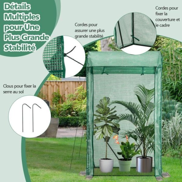 COSTWAY Portable Garden Greenhouse 100cm x 50cm x 170cm med Roll-up skjutdörr 2 remmar PE plastskydd