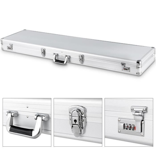 Vapenfodral Gevärsväska i aluminium 133,5 x 34,5 x 11,5 cm med låsbar väska Silver